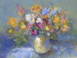 Fotobehang geschilderde bloemen in vaas _341467516_DS